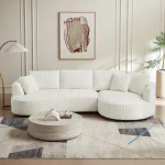 Corduroy Green Corduroy Upholstered Sectional Sofa