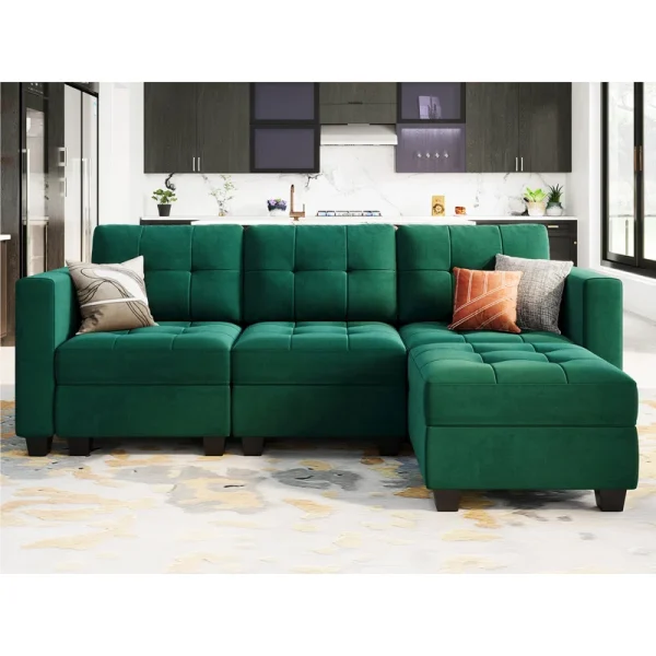 Buckleton Upholstered Velvet Modular Sofa