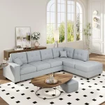 L-Shaped Modular Sectional Sofa with Removable Cushions