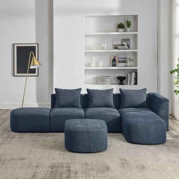 Modular Fabric Upholstered L-Shape Sectional Sofa