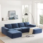 Square Arm Chenille U-Shaped Modular Sectional Sofa
